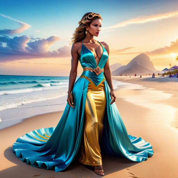 Image of a cobra in a dress on the beach