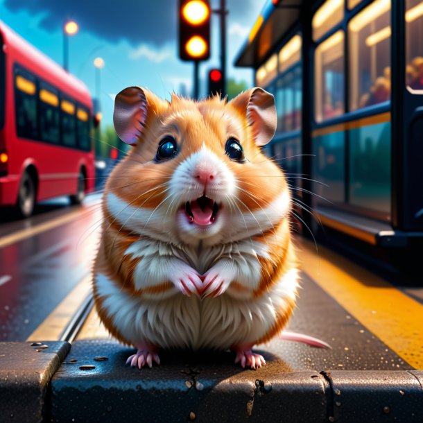 Photo d'un cri d'un hamster sur l'arrêt de bus