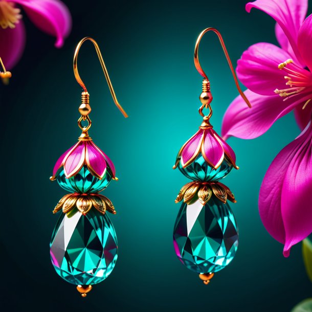 "imagem de uma senhora de teal-eardrop, fuchsia"