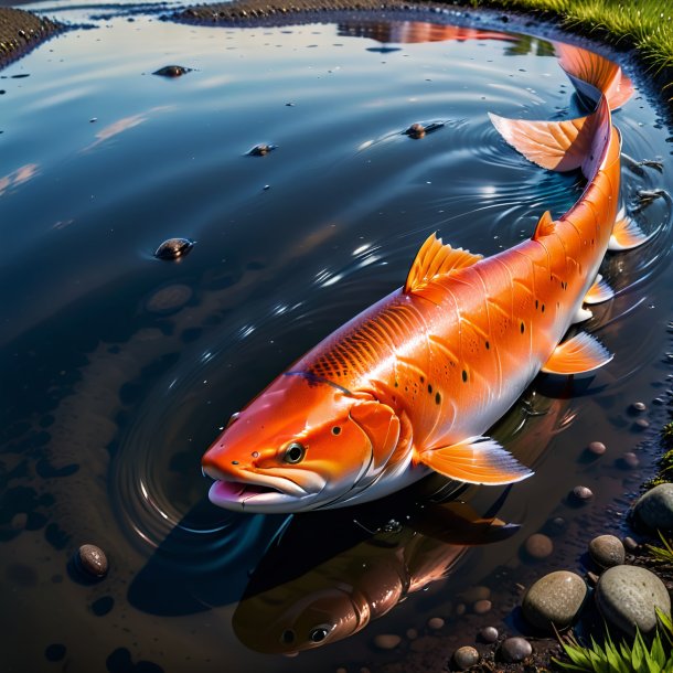 Photo d'une baignade d'un saumon dans la flaque