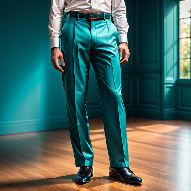 Image of a teal trousers from paper