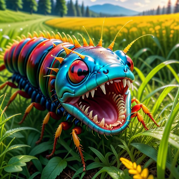 Image d'un pleur d'un centipede dans la prairie