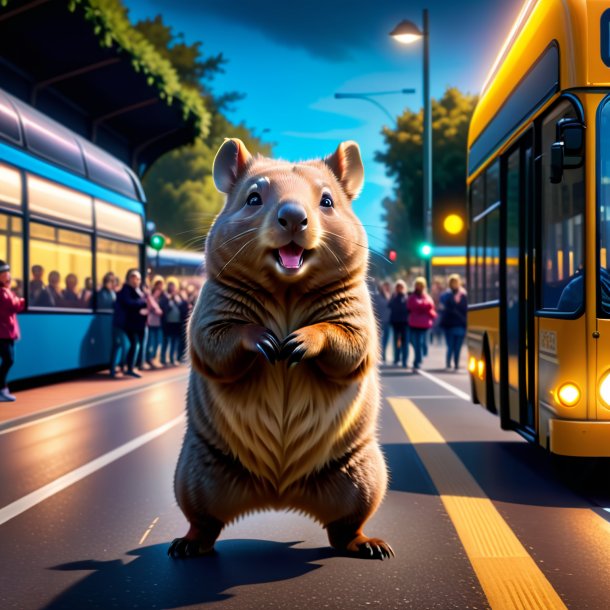 Picture of a dancing of a wombat on the bus stop