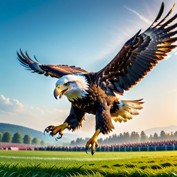 Pic of a jumping of a eagle on the field