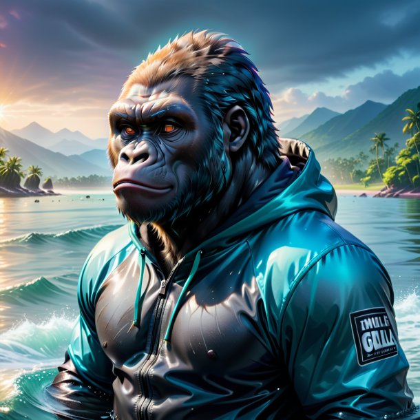 Pic of a gorilla in a hoodie in the water