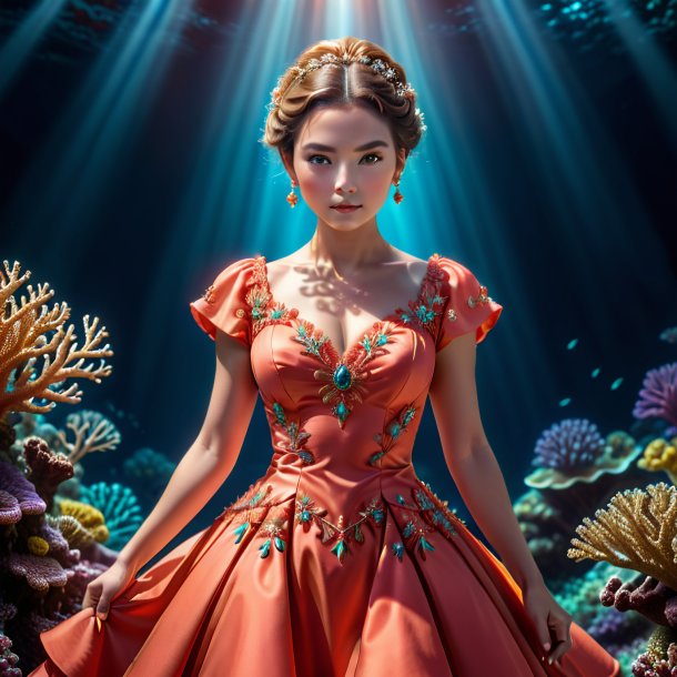 Portrait of a coral dress from metal