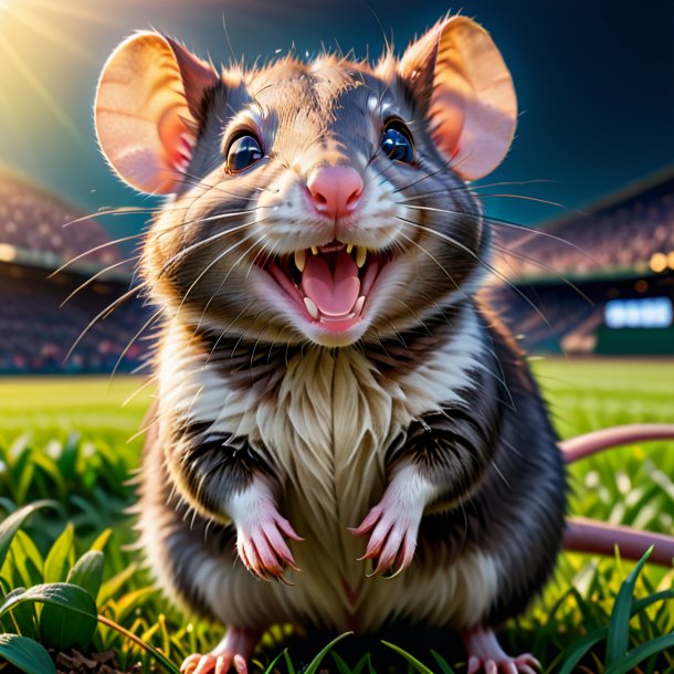 Pic of a smiling of a rat on the field