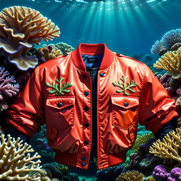 Image of a coral jacket from grass