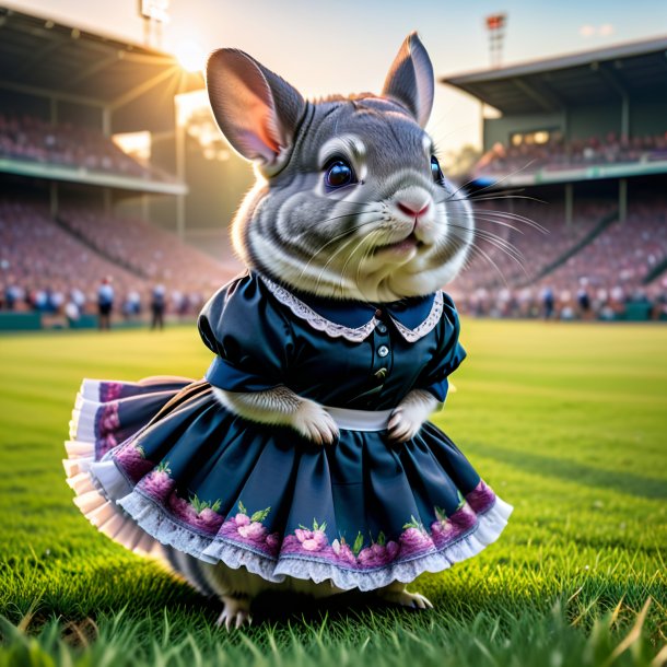 Foto de una chinchillas en una falda en el campo