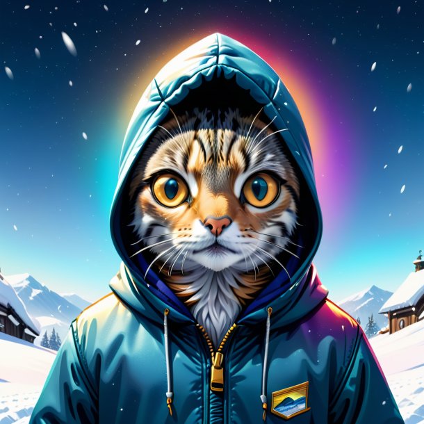 Ilustração de uma sardinha em um hoodie na neve