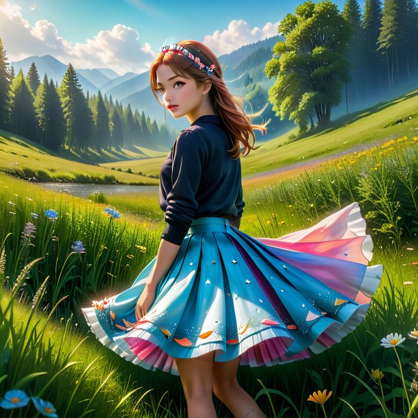 Photo of a fish in a skirt in the meadow