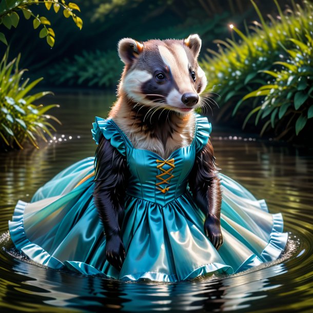 Pic of a badger in a dress in the water