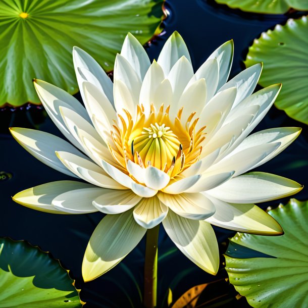 "dépictage d'un lis d'eau blanche, blanc"