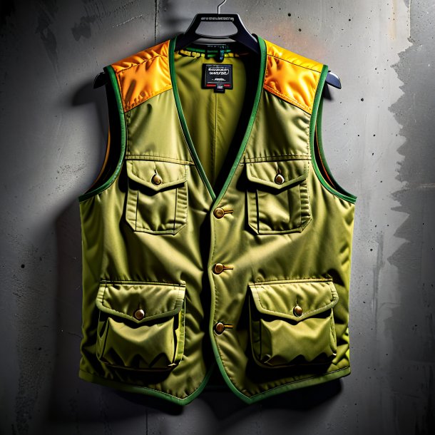 Photography of a olive vest from concrete