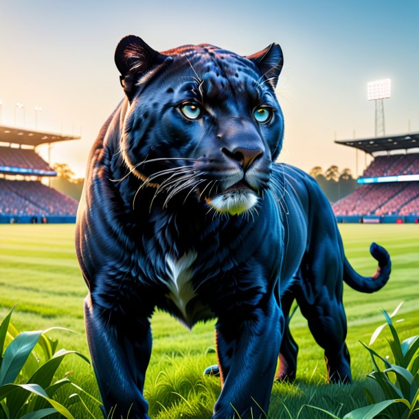 Image of a panther in a jeans on the field