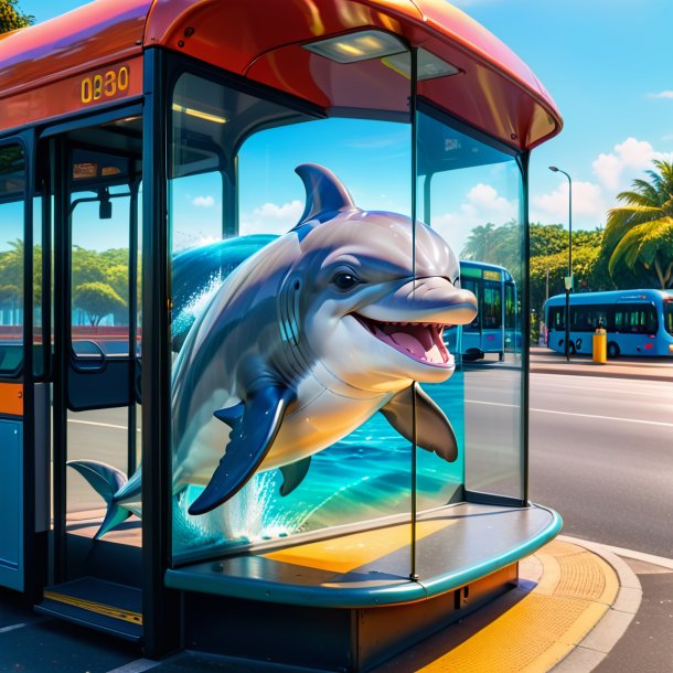 Pic of a smiling of a dolphin on the bus stop