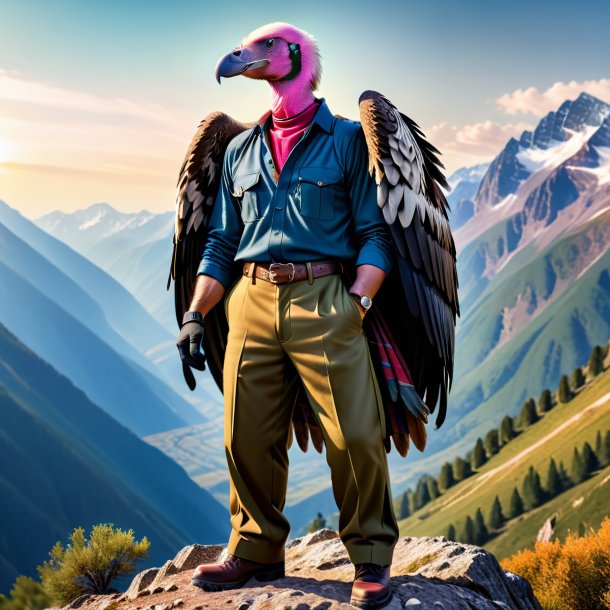 Photo of a vulture in a trousers in the mountains