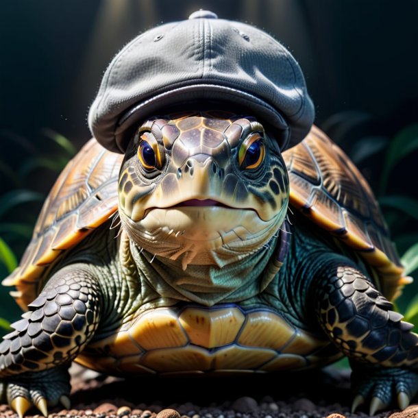 Photo d'une tortue dans une casquette grise