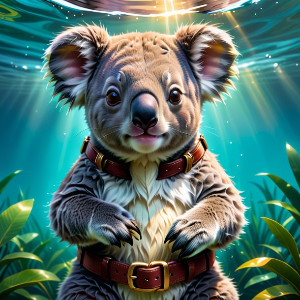 Dibujo del koala en el cinturón en el agua