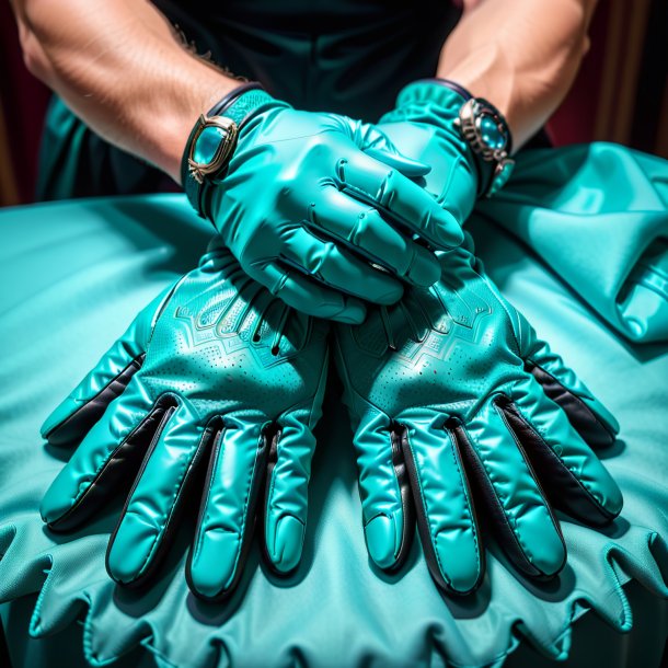 Photo of a teal gloves from gypsum