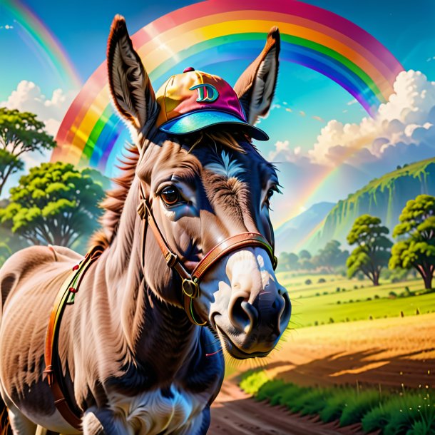 Imagen de un burro en una gorra en el arco iris