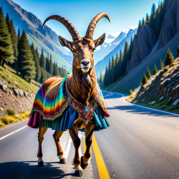 Picture of a ibex in a skirt on the road