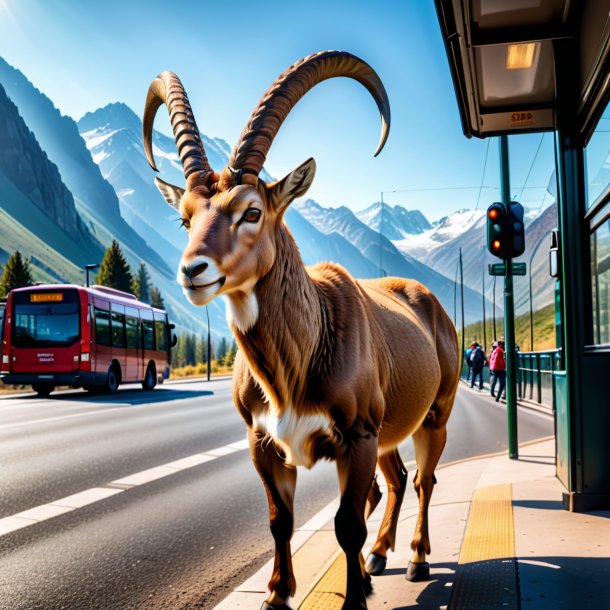 Imagen de un enojado de un ibex en la parada de autobús