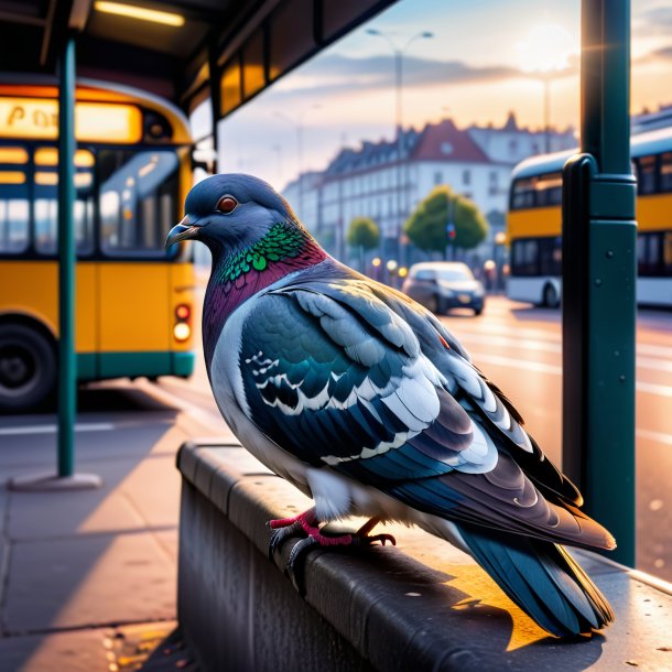 Foto de um pombo dormindo no ponto de ônibus