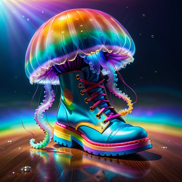 Photo of a jellyfish in a shoes on the rainbow