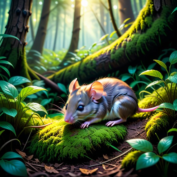 Picture of a sleeping of a mouse in the forest