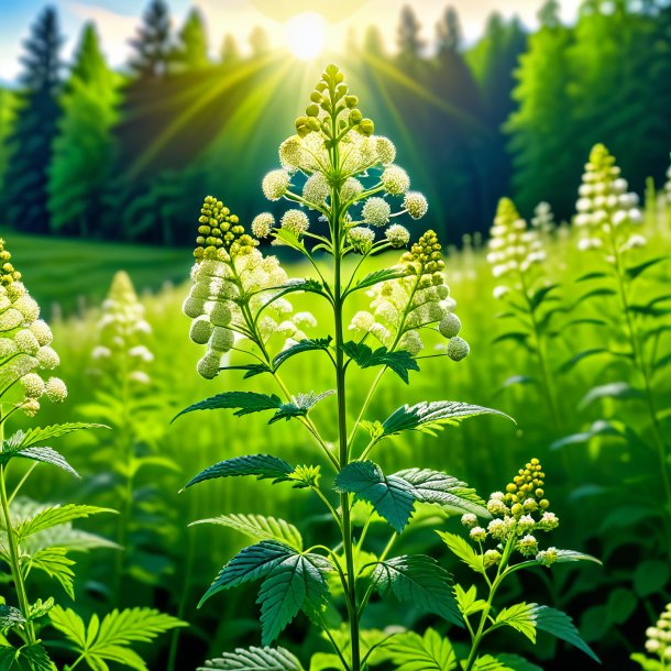 Portrayal of a green meadowsweet