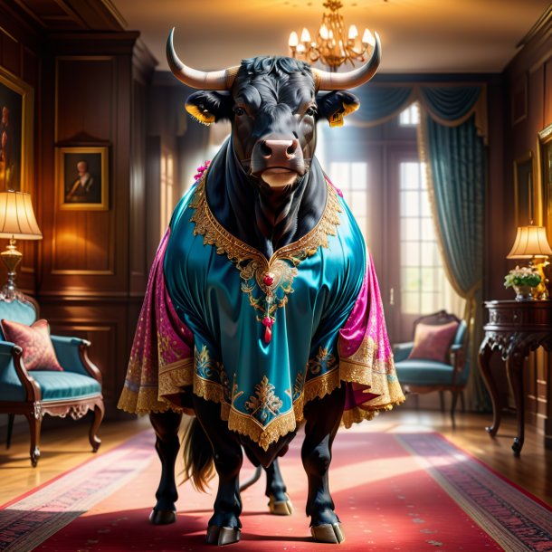 Pic of a bull in a dress in the house