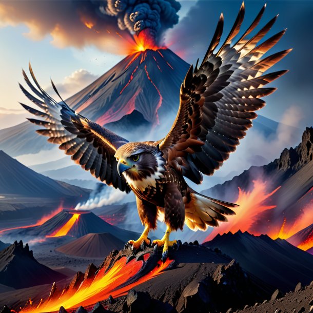 Pic of a playing of a hawk in the volcano