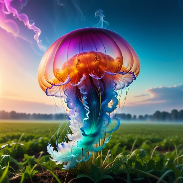 Picture of a smoking of a jellyfish on the field