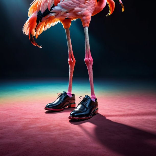 Pic of a flamingo in a black shoes