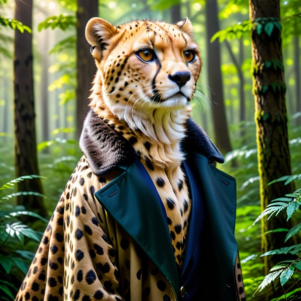 Pic of a cheetah in a coat in the forest