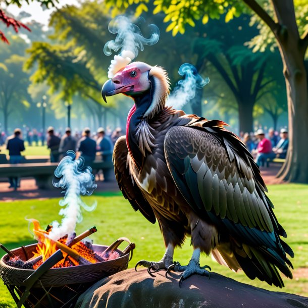 Pic of a smoking of a vulture in the park