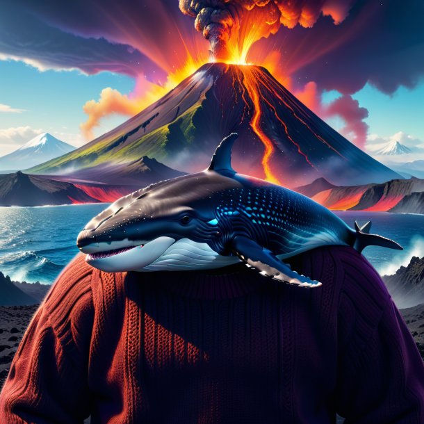 Image of a whale in a sweater in the volcano