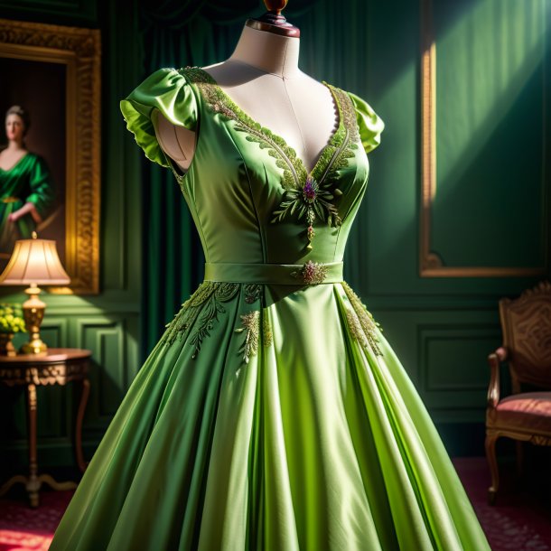 Fotografia de um vestido verde de ervilha de gesso