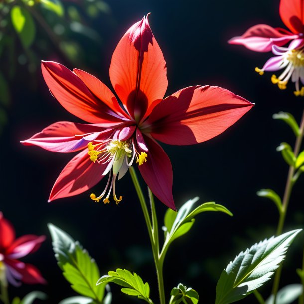 Clipart of a crimson columbine