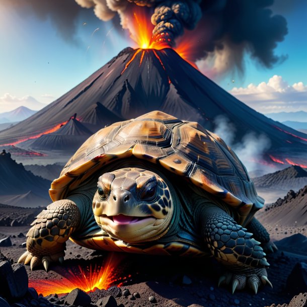 Picture of a crying of a tortoise in the volcano