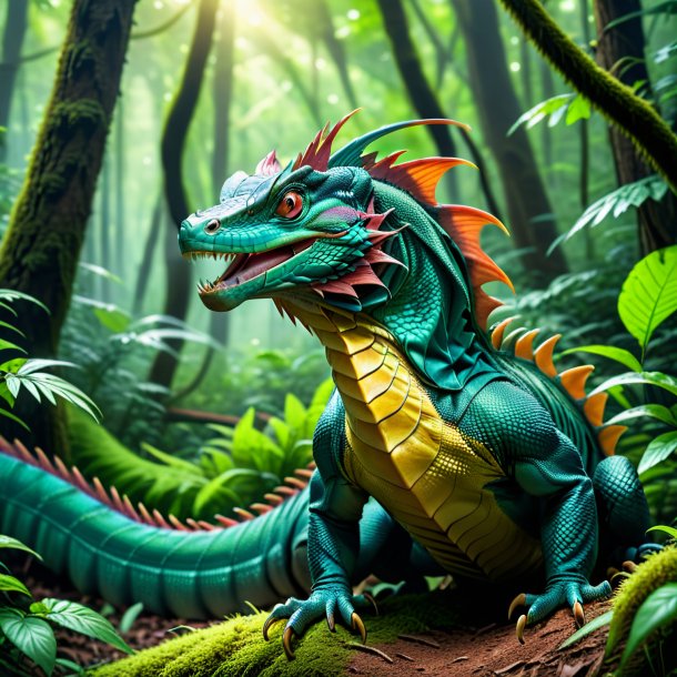 Imagem de um basilisk em um cinto na floresta