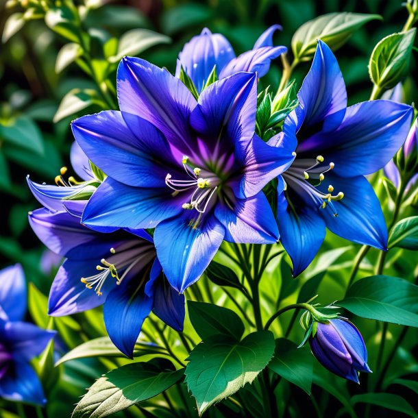 Imagens de uma flor de sino azul