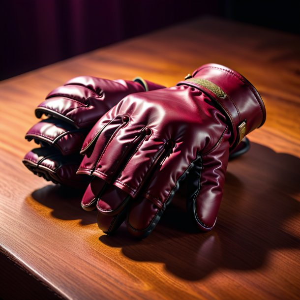 Photography of a maroon gloves from wood