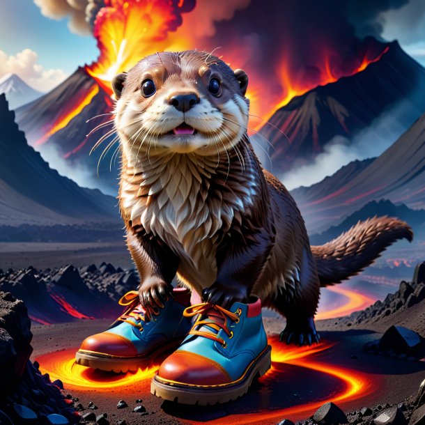 Image of a otter in a shoes in the volcano