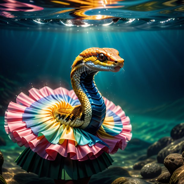 Image of a cobra in a skirt in the water