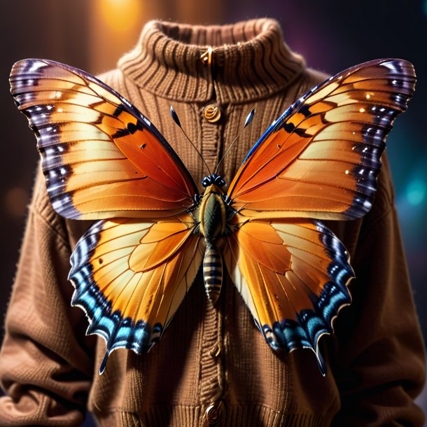 Pic of a butterfly in a brown sweater