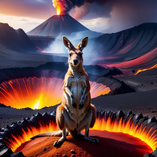 Photo of a drinking of a kangaroo in the volcano