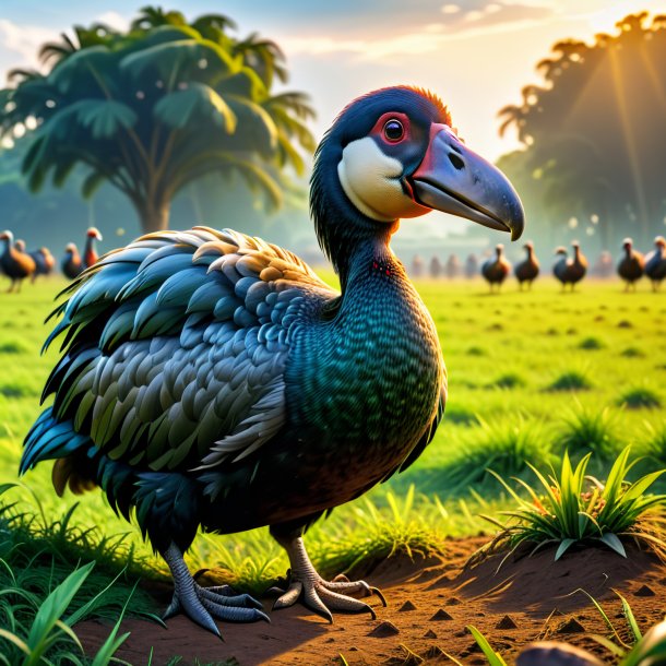 Picture of a waiting of a dodo on the field