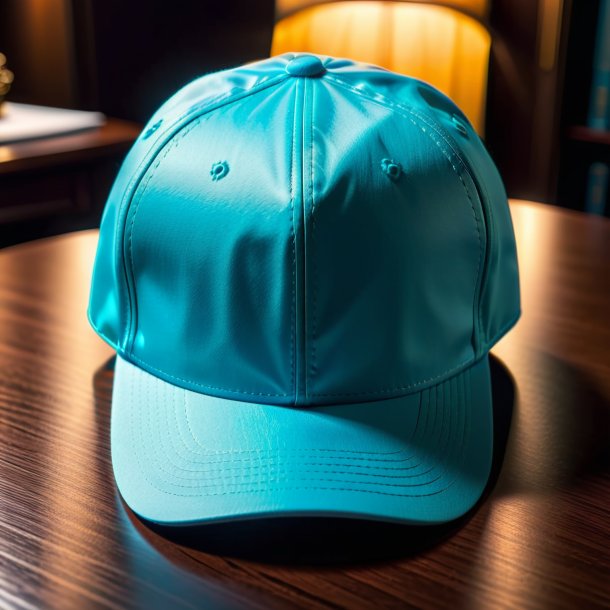 Image of a cyan cap from paper